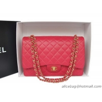 Top Quality Chanel Classic A36070 Peach Original Sheepskin Leather Large Flap Bag Gold