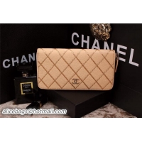 Chanel Embroidery Zip Around Wallet Original Leather CHA9559 Apricot