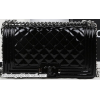 Boy Chanel Flap Bag Original Patent Leather A67025 Black