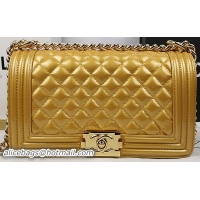 Boy Chanel Flap Bag Original Pearly Patent Leather A67025 Gold