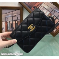 Trendy Design Chanel Vintage Lambskin Chain Belt Quilted Waist Flap Bag A57031 Black 2018