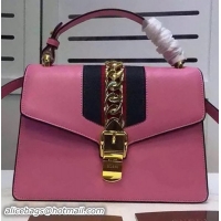 Top Quality Gucci Sylvie Leather Top Handle Bag 431665 Pink