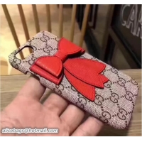 Best Gucci GG Canvas Red Bow Embroidered Iphone Cover Case G0601
