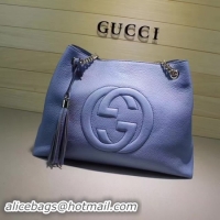 Popular Style Gucci Soho Medium Tote Bag Calfskin Leather 308982 Blue