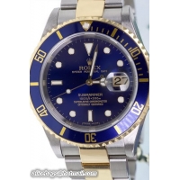 Rolex Submariner Date Series Mens Automatic 18k Yellow Gold Wristwatch 16613