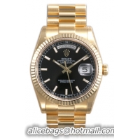 Rolex Day-Date Series Mens Automatic 18kt Yellow Gold Wristwatch 118238-BKSP