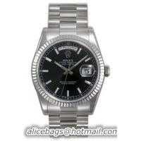 Rolex Day-Date Series Mens Automatic 18kt White Gold Wristwatch 118239-BKSP