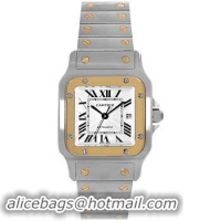 Cartier Santos Series 18kt Yellow Gold And Stainless Steel Mens Automatic Wristwatch-W20058C4