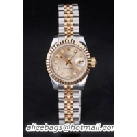 Rolex Datejust Golden Cutwork Women 25mm Watch-RD3773