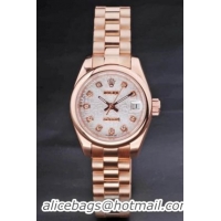 Rolex Datejust Rose Gold&White Surface 25mm Watch-RD3759