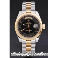 Rolex Day-Date Black&Golden Stainless Steel Watch-RD2876