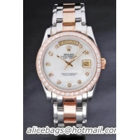 Rolex Day-Date Diamond Cutwork White Surface Watch-RD3744