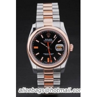 Rolex Milgauss Rose Gold&Black Stainless Steel 34mm Watch-RM3873