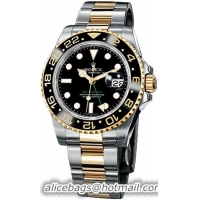 Rolex GMT Master II Series Mens Automatic 18kt Yellow Gold and Stainless Steel Wristwatch 116713-BSO
