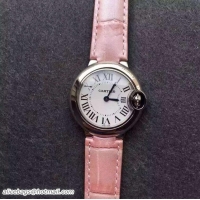 Shop Duplicate Cartier Ballon Bleu De Watch With Crocodile Pattern Belt Nude Pink