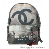 Chanel A92318 Black Large Graffiti Printed Canvas Backpack