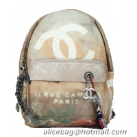 Chanel Graffiti Printed Canvas Backpack A92353 Wheat