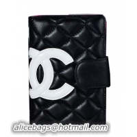 Chanel Combon Bi-Fold Wallet White CC Logo A2014 Black