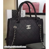 Best Product Chanel Shoulder Tote Bag Cannage Pattern Leather A5589 Black