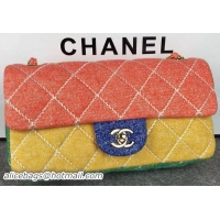 Leisure Chanel 2.55 Series Flap Bag Original Fabric A1112B Orange&Yellow&Blue