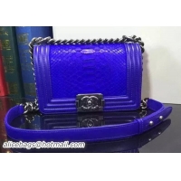 Discount Fashion Boy Chanel Flap Shoulder Bag Snake Leather A67085 Blue