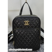 Classic Cheapest Chanel Sheepskin Leather Backpack A8221 Black