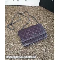 Unique Discount Chanel WOC mini Flap Bag Velvet B33814 Grey&Silver