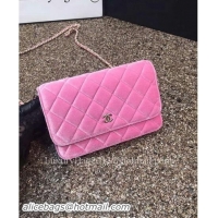 Best Price Chanel WOC mini Flap Bag Velvet B33814 Pink&Gold