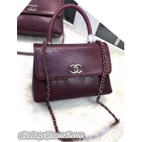 Sumptuous Chanel Classic Top Handle Bag Original Lizard Leather A95169 Burgundy