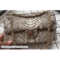 Unique Discount Chanel 2.55 Series Flap Bags OffWhite Original Python Leather A1112SA Gold