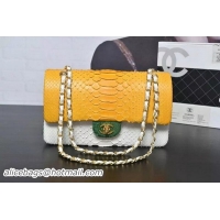 Traditional Specials Chanel 2.55 Series Flap Bags Yellow&White&Green Original Python Leather A1112SA Gold