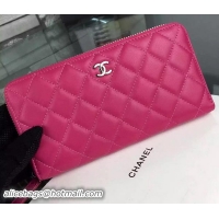 Good Quality Chanel Matelasse Zip Around Wallet Sheepskin Leather A88714 Rose