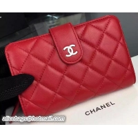 Good Looking Chanel Bi-Fold Wallet Sheepskin Leather A88727 Red