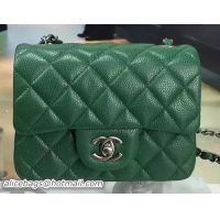 Inexpensive Chanel Classic MINI Flap Bag Cannage Pattern Leather A8171 Green Silver