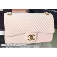 Grade Quality Chanel 2.55 Series Flap Bag Lambskin Chevron Leather V1112 OffWhite