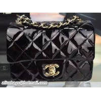 Low Cost Chanel Classic mini Flap Bag Black Original Patent Leather CF7171 Gold