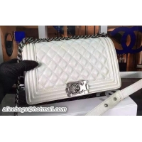 Most Popular Chanel Boy Flap Shoulder Bag Original Calfskin Leather A8708 White Silver