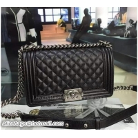 Top Quality Chanel Boy Flap Shoulder Bag Original Calfskin Leather A8708 Black Silver