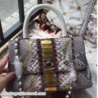 Promotional Chanel Classic Top Flap Bag Original Snake Leather A95169 OffWhite