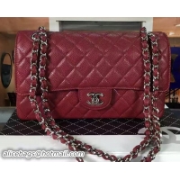 Lowest Cost Chanel 2.55 Series Flap Bag Cannage Pattern Leather CF8024 Burgundy Silver