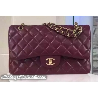Cheap Price Chanel Jumbo Classic Flap Bag Sheepskin Leather A1113 Burgundy Gold
