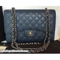 Shop Perfect Chanel Jumbo Double Flaps Bag Cannage Pattern A36097 Blue Silver