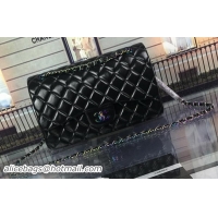 Cheap Discount Chanel Classic Flap Bag Original Deerskin Leather A1113 Black
