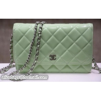 Luxury Discount Chanel mini Flap Bag Patent Leather A33814P Green Silver