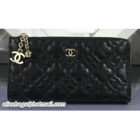 Discount Fashion Chanel Zip Wallet Lambskin Leather CHA336 Black