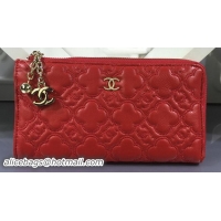 Cheapest New Chanel Zip Wallet Lambskin Leather CHA336 Red