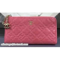 Classic Discount Chanel Zip Wallet Lambskin Leather CHA336 Pink