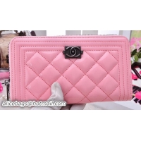 Specials Hot Sell Boy Chanel Zip Around Wallet Iridescent Leather A88711 Pink