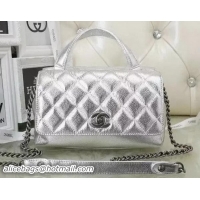 Luxury New Chanel Classic Top Flap Bag Calfskin Leather A66587 Silver