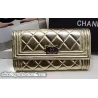 Best Product Chanel Boy Matelasse Long Wallet Sheepskin Leather CHA0414 Gold